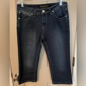 Out Jeans Stretch Capri Dark Wash Y2K